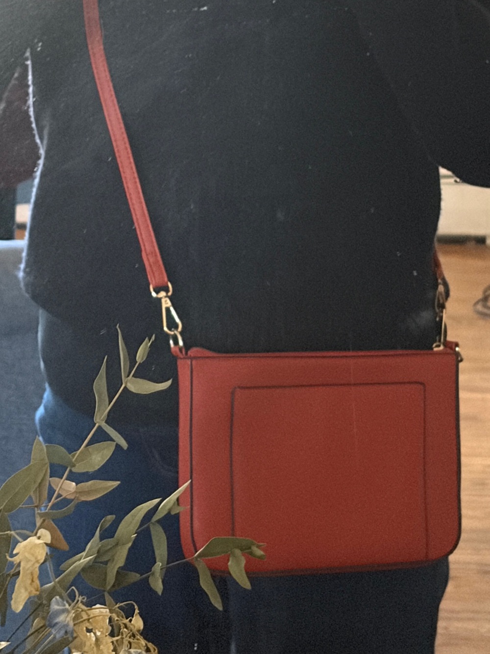 Orange Crossbody Shoulder Bag - Women's Leather-Style Purse